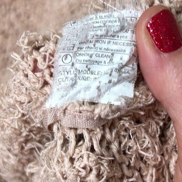 Vince - Fuzzy Eyelash, Hand Knit, Boatneck Sweater in “Nude" - Size S, Tan - Picture 10 of 10